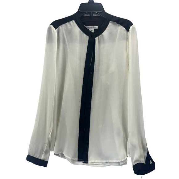 Liz Claiborne women long sleeve, size s, color white/black, button down - Picture 1 of 12